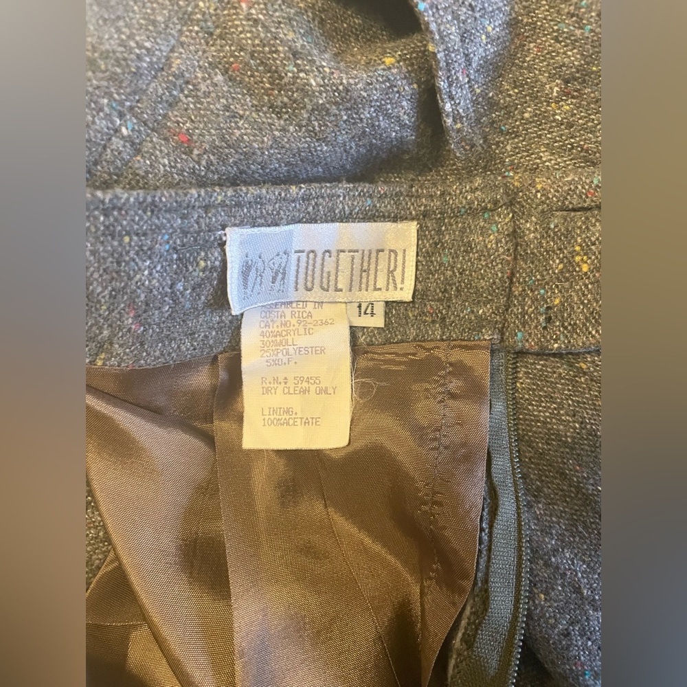 TOGETHER Women’s 2 PC Suit Gray Speckled Wool Blend Tweed  Size 14 - Picture 13 of 16